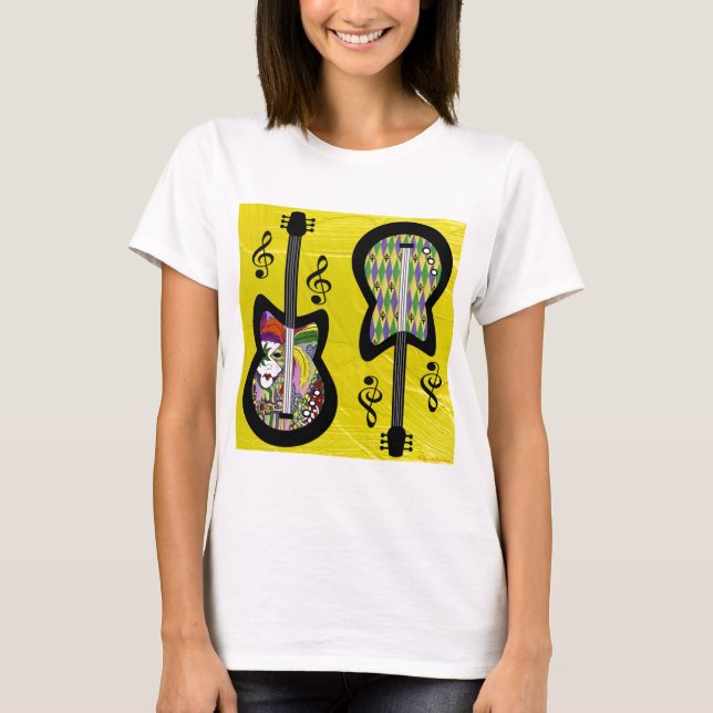 Colourful Mardi Gras Guitars T-Shirt (Front)