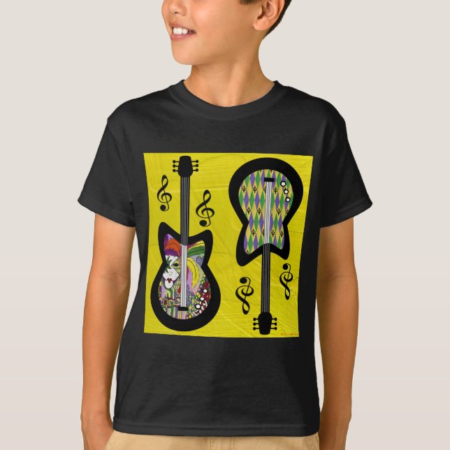 Colourful Mardi Gras Guitars T-Shirt (Front)