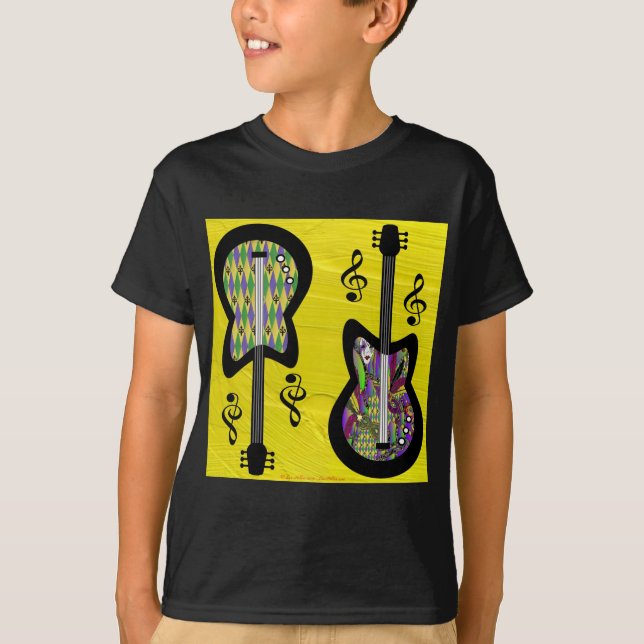 Colourful Mardi Gras Guitars T-Shirt (Front)