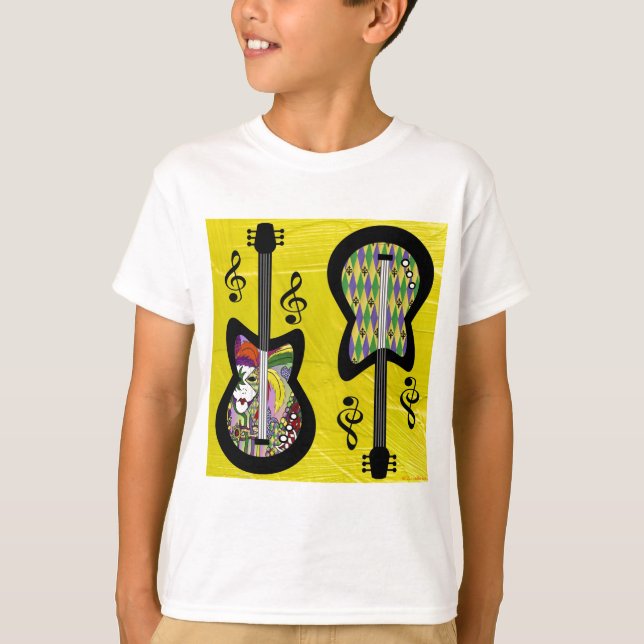 Colourful Mardi Gras Guitars T-Shirt (Front)