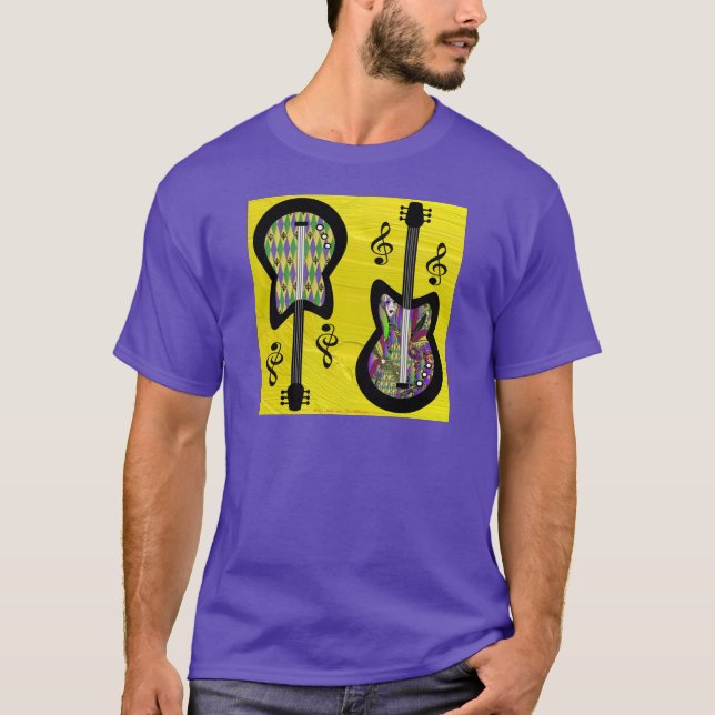Colourful Mardi Gras Guitars T-Shirt (Front)