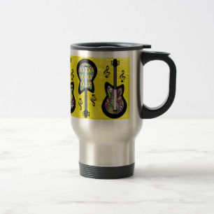 Colourful Mardi Gras Guitars Travel Mug