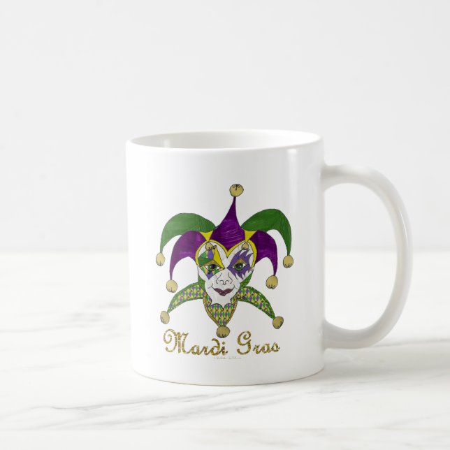 Colourful Mardi Gras Jesters Mask Coffee Mug (Right)