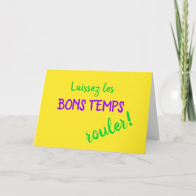 Colourful Mardi Gras Laissez Les Bons Temps Rouler Card (Front)