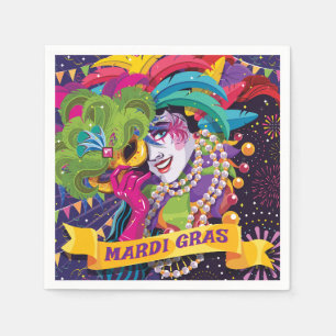 Colourful Mardi Gras Masked Poster Napkin