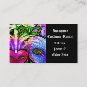Colourful Mardi Gras Masks Business Card