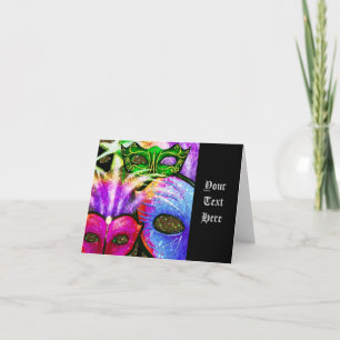 Colourful Mardi Gras Masks Note Card