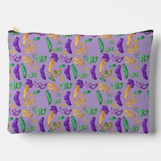 Colourful Mardi Gras patterned  Accessory Pouch (Front)