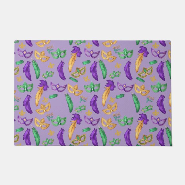 Colourful Mardi Gras patterned  Doormat (Front)