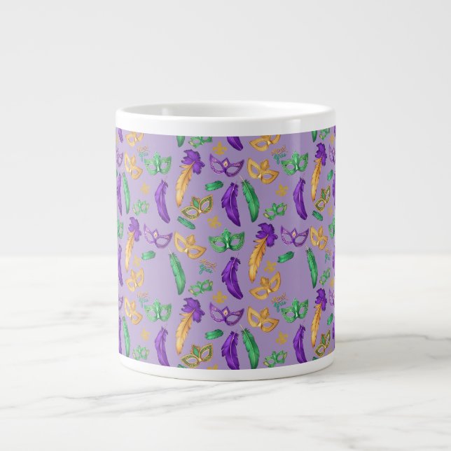 Colourful Mardi Gras patterned  Large Coffee Mug (Front)