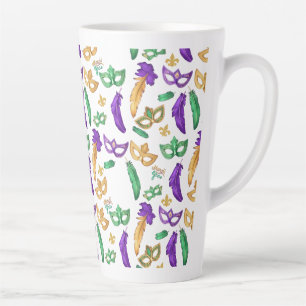 Colourful Mardi Gras patterned  Latte Mug