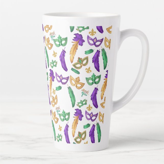 Colourful Mardi Gras patterned  Latte Mug (Right)