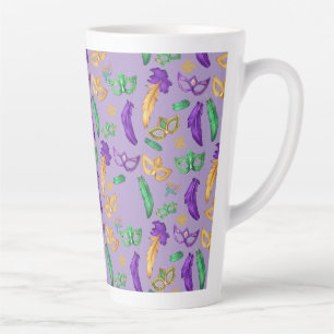 Colourful Mardi Gras patterned Latte Mug