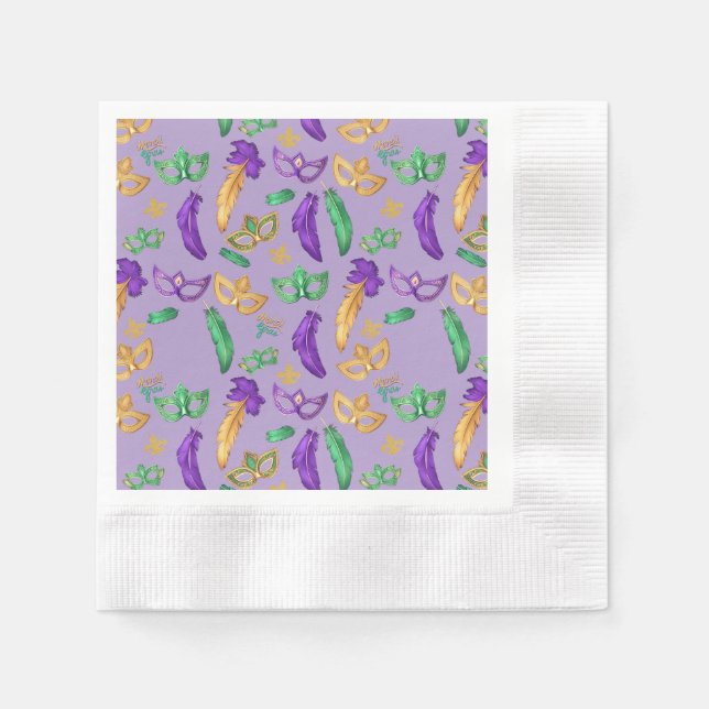 Colourful Mardi Gras patterned  Napkin (Front)