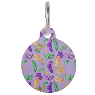 Colourful Mardi Gras patterned Pet Tag