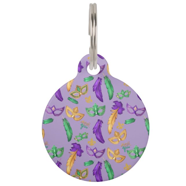 Colourful Mardi Gras patterned  Pet Tag (Front)