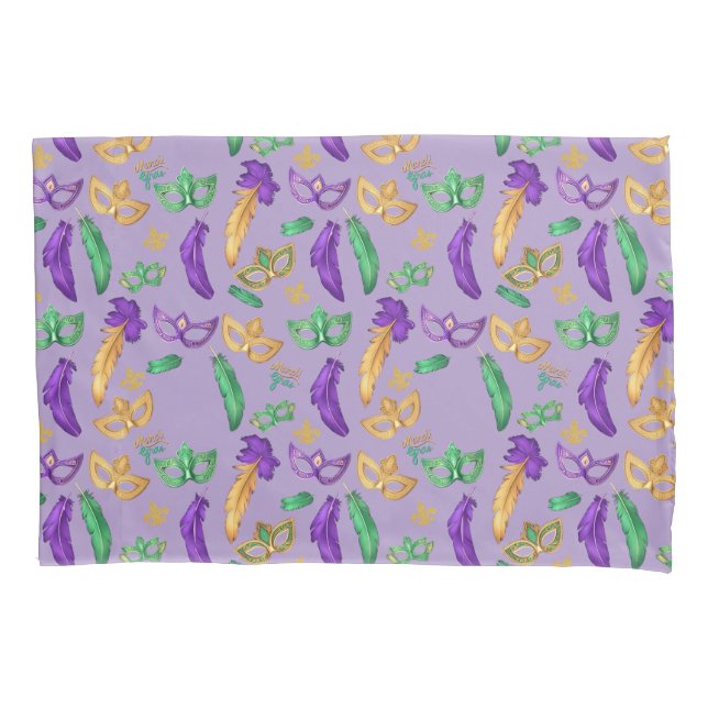 Colourful Mardi Gras patterned  Pillowcase (Front)