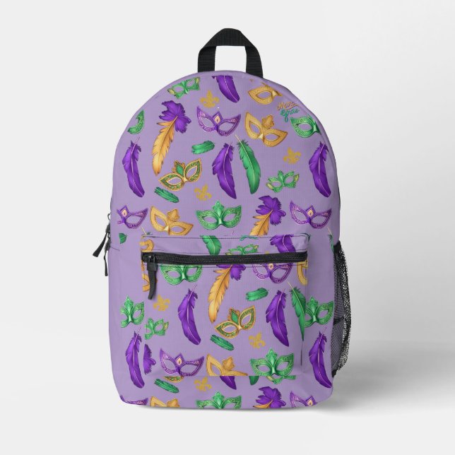 Colourful Mardi Gras patterned  Printed Backpack (Front)