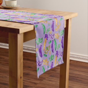 Colourful Mardi Gras patterned Short Table Runner