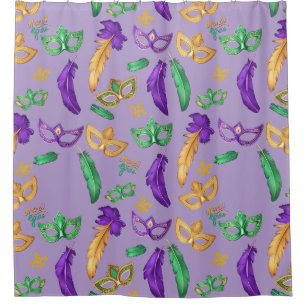 Colourful Mardi Gras patterned Shower Curtain
