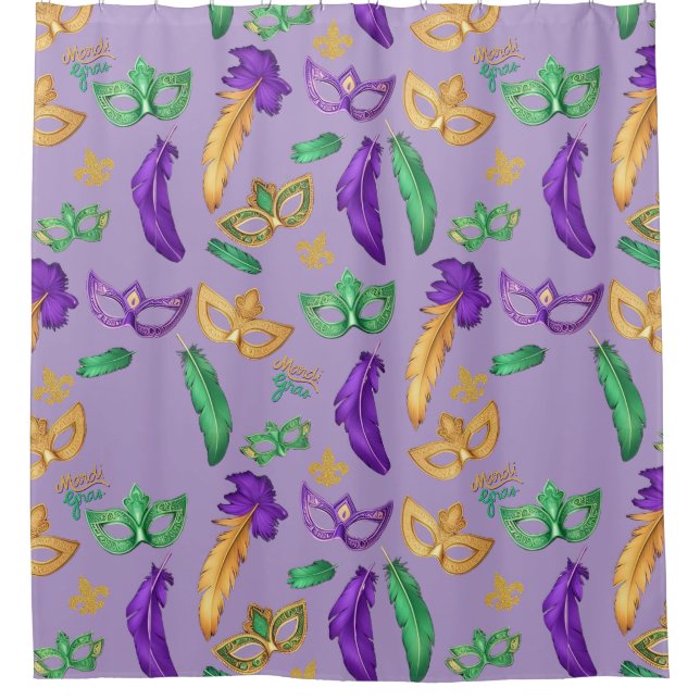 Colourful Mardi Gras patterned  Shower Curtain (Front)
