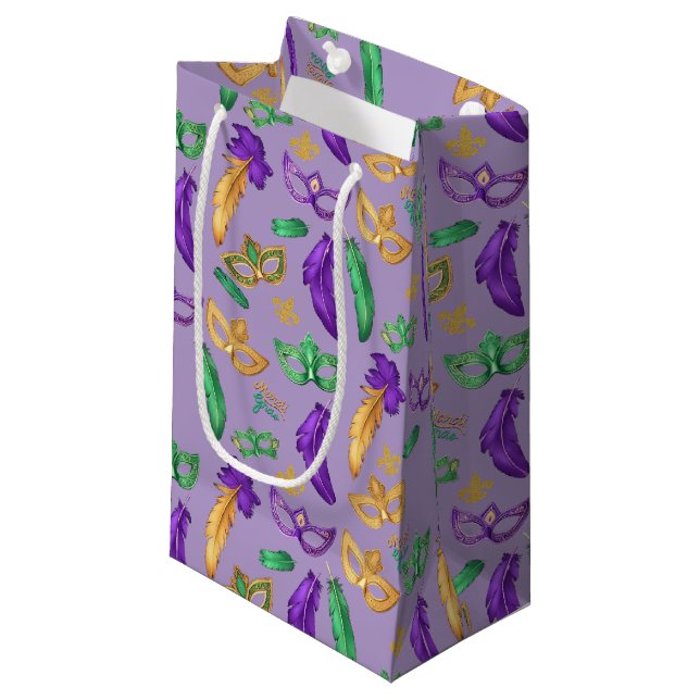 Colourful Mardi Gras patterned  Small Gift Bag (Front Angled)