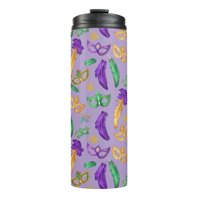 Colourful Mardi Gras patterned  Thermal Tumbler (Front)