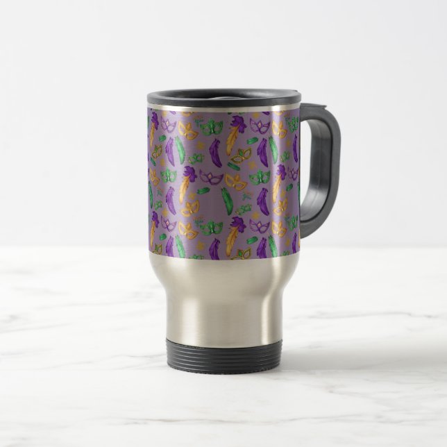 Colourful Mardi Gras patterned  Travel Mug (Front Right)