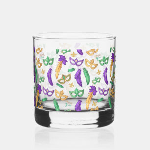 Colourful Mardi Gras patterned Whiskey Glass