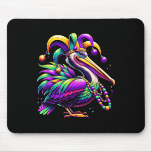 Colourful Mardi Gras Pelican Louisiana Jester Hat Mouse Mat