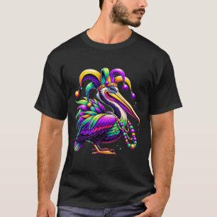 Colourful Mardi Gras Pelican Louisiana Jester Hat T-Shirt
