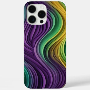 Colourful Mardi Gras wave patterned iPhone 16 Pro Max Case