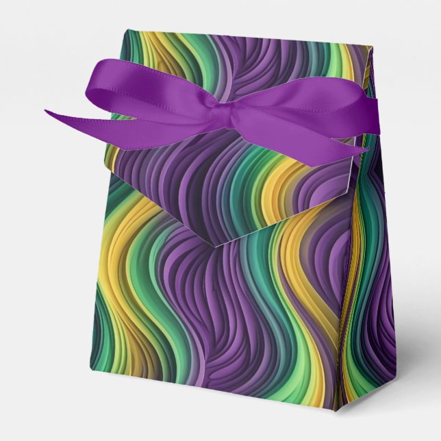 Colourful Mardi Gras wave patterned  Favour Box (Front Side)