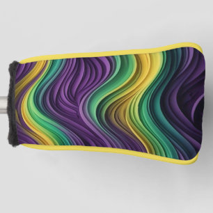 Colourful Mardi Gras wave patterned Golf Head Cover