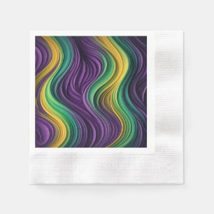 Colourful Mardi Gras wave patterned  Napkin