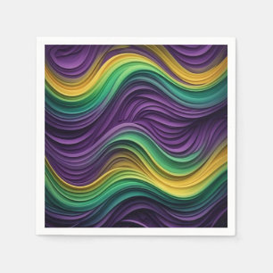 Colourful Mardi Gras wave patterned  Napkin
