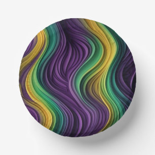 Colourful Mardi Gras wave patterned Paper Plate