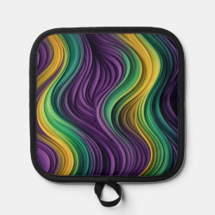 Colourful Mardi Gras wave patterned  Pot Holder