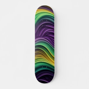 Colourful Mardi Gras wave patterned Skateboard