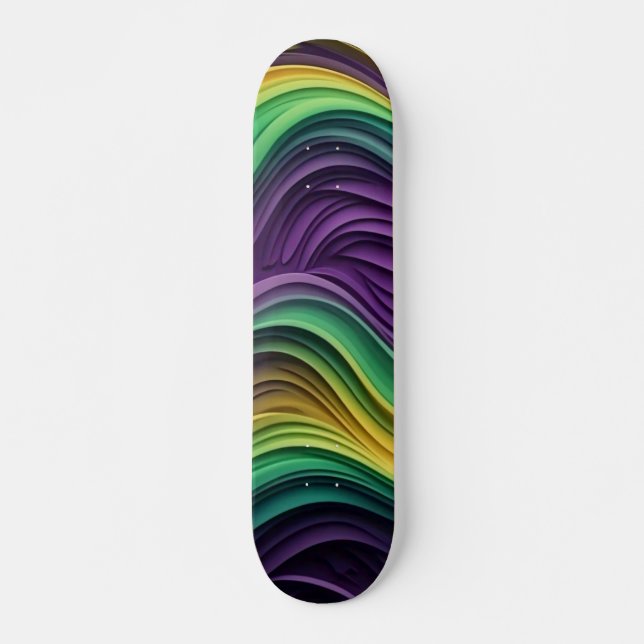 Colourful Mardi Gras wave patterned  Skateboard (Front)