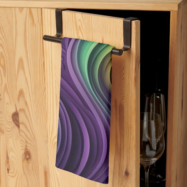 Colourful Mardi Gras wave patterned  Tea Towel (Thirds Fold)