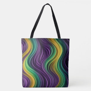 Colourful Mardi Gras wave patterned Tote Bag