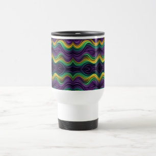Colourful Mardi Gras wave patterned Travel Mug