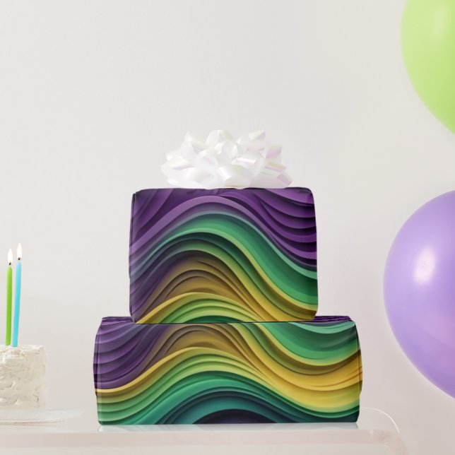 Colourful Mardi Gras wave patterned  Wrapping Paper (Party Gifts)