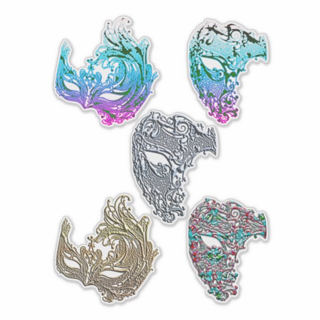 Colourful Mardigras Filigree Masks Art (Front)