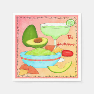 Colourful Margarita Guacamole Coral Napkin