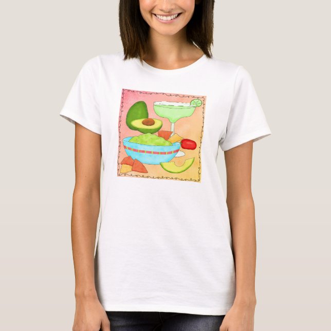 Colourful Margarita Guacamole Coral T-Shirt (Front)