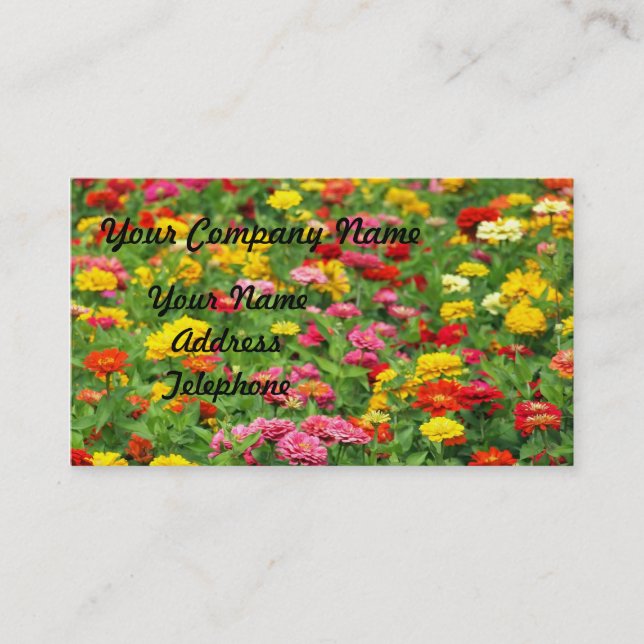 Colourful Marigold Flower Bed Business Card (Front)