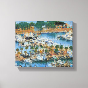 Colourful Marina Wall Art Coastal Harbour Boats
