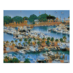 Colourful Marina Wall Art Coastal Harbour Boats
